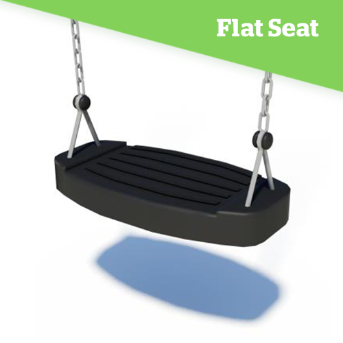 Black swing seat on a white background captioned: Flat Seat
